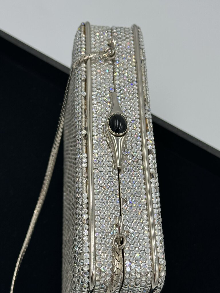 ⁠Judith Leiber Swarovski Crystal Slide Lock Box Minaudière