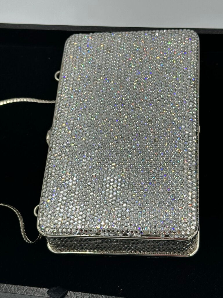 ⁠Judith Leiber Swarovski Crystal Slide Lock Box Minaudière