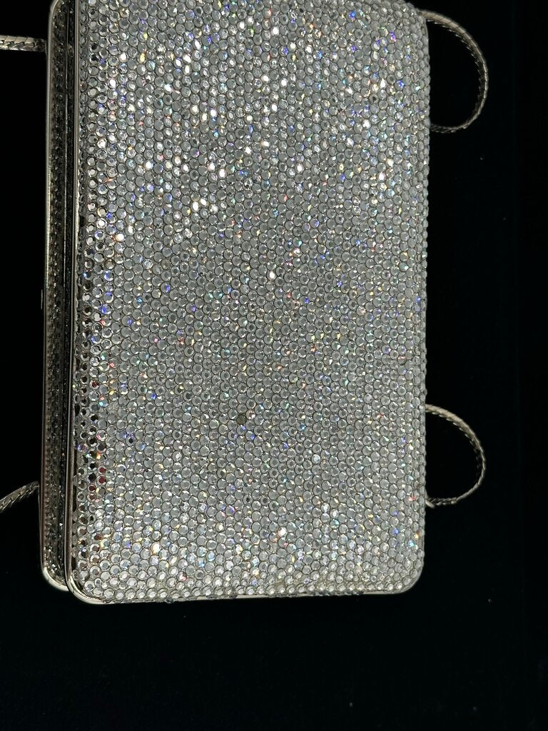 ⁠Judith Leiber Swarovski Crystal Slide Lock Box Minaudière