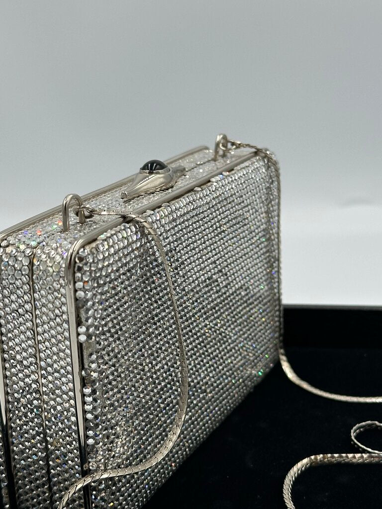 ⁠Judith Leiber Swarovski Crystal Slide Lock Box Minaudière