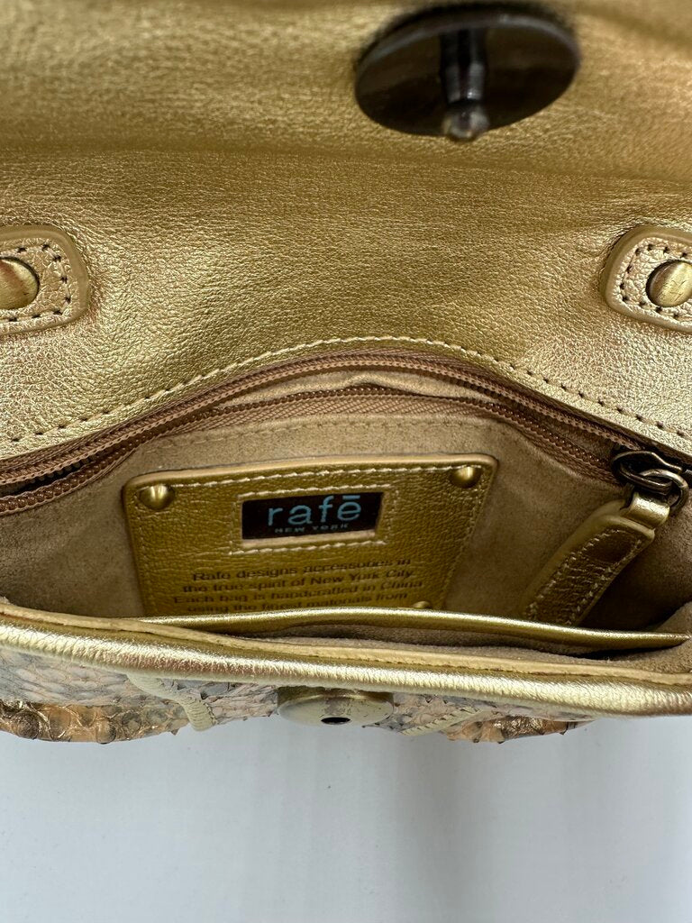 Rafe New York Metallic Gold Leather Convertible Wallet Clutch