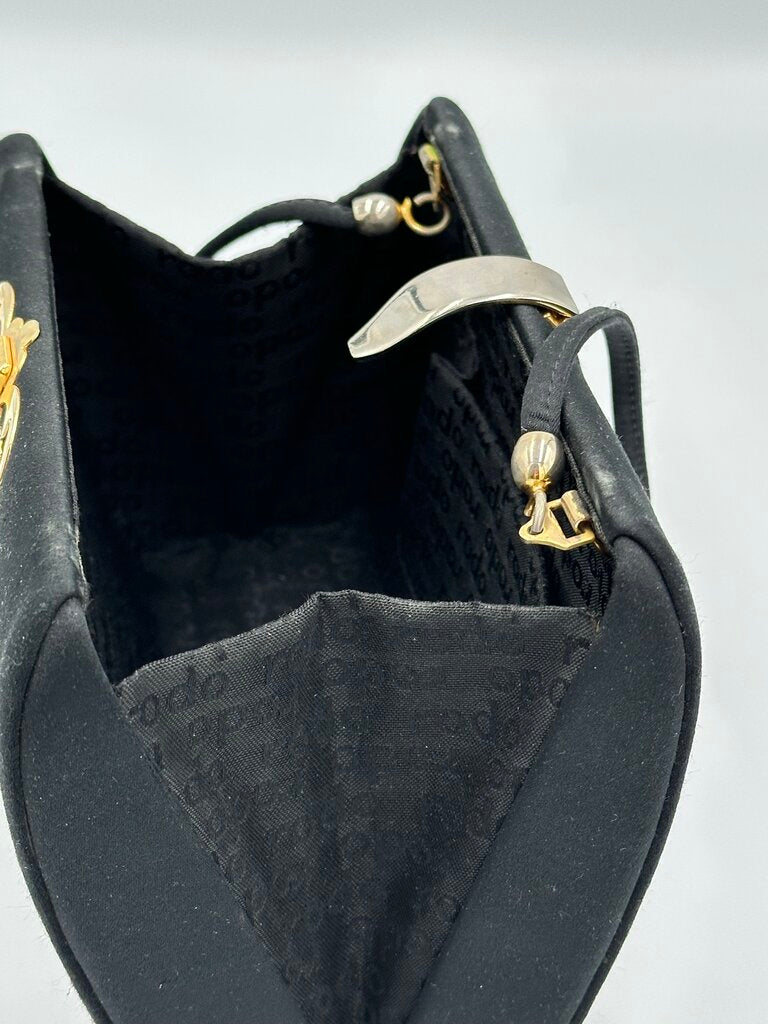 Rodo Italy Black Satin Evening Box Clutch
