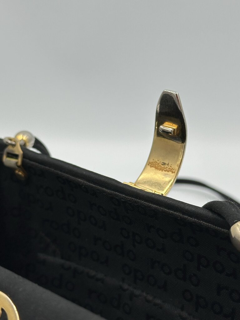 Rodo Italy Black Satin Evening Box Clutch