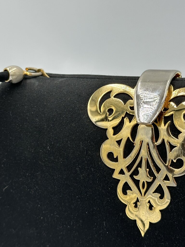 Rodo Italy Black Satin Evening Box Clutch