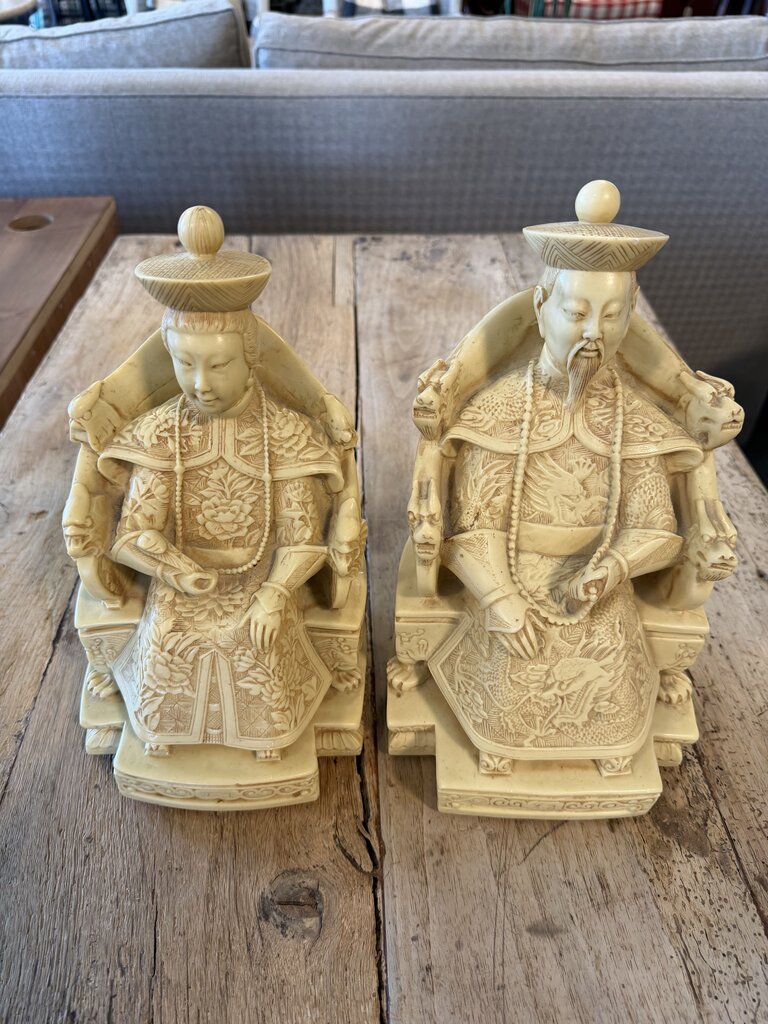 Vintage Chinese Emperors Cast Resin Figures From Italy- Pair-