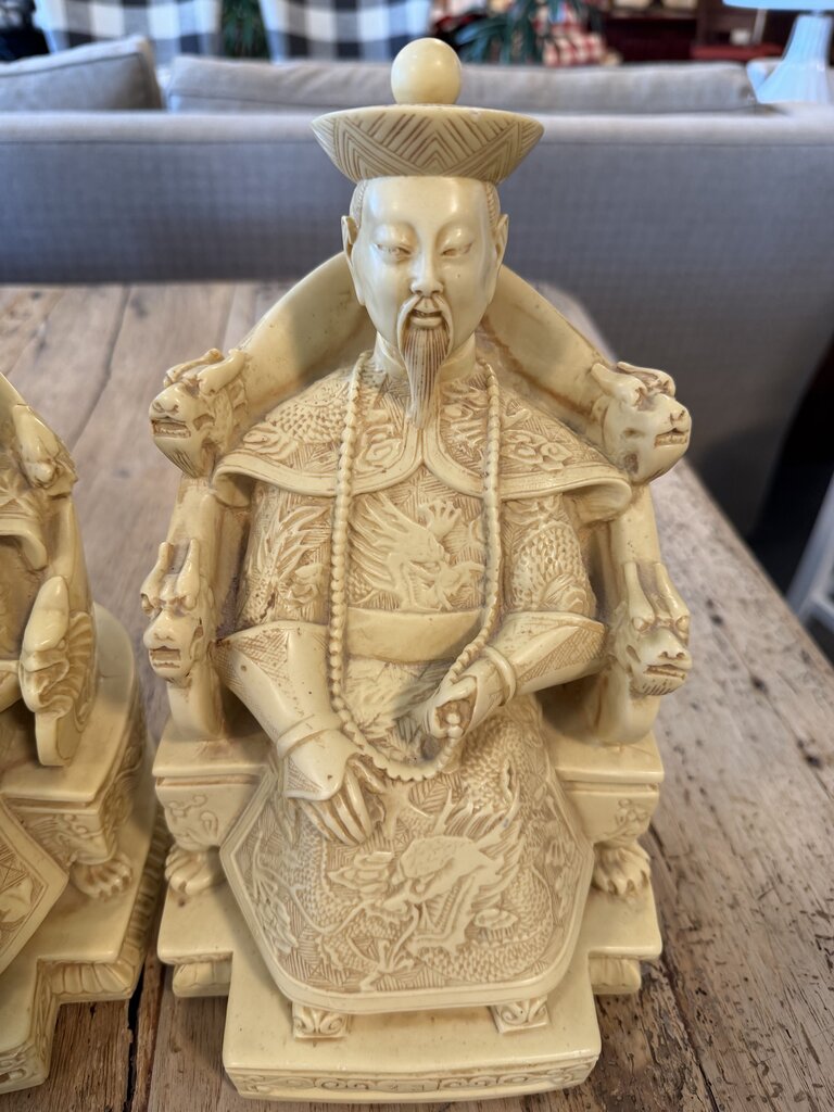 Vintage Chinese Emperors Cast Resin Figures From Italy- Pair-