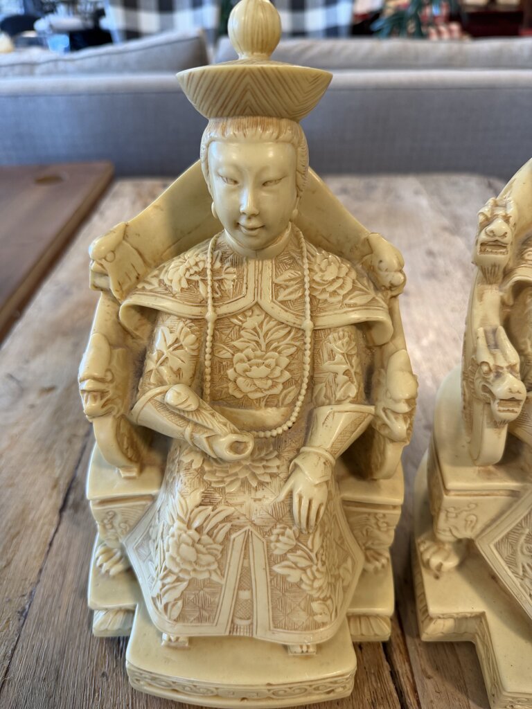 Vintage Chinese Emperors Cast Resin Figures From Italy- Pair-