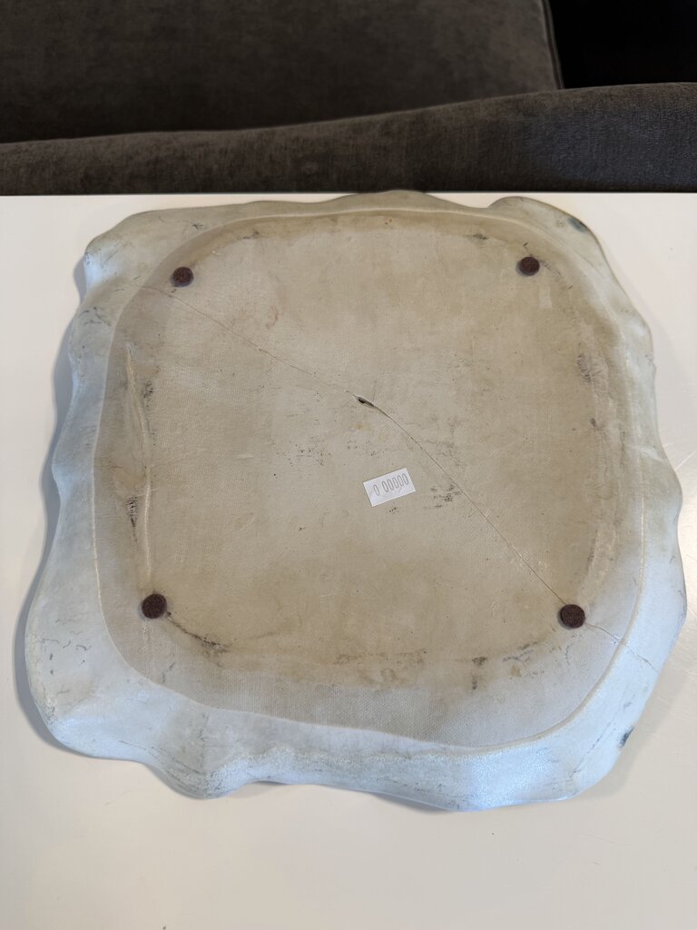 Square Cream & Blue Pottery Plate- AS IS-