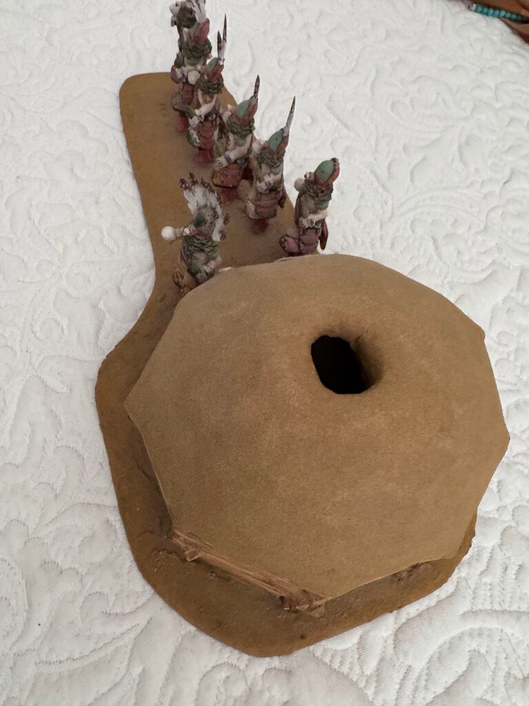 Native American Hut W/ Chiefs By Local Artist - 18X10X5