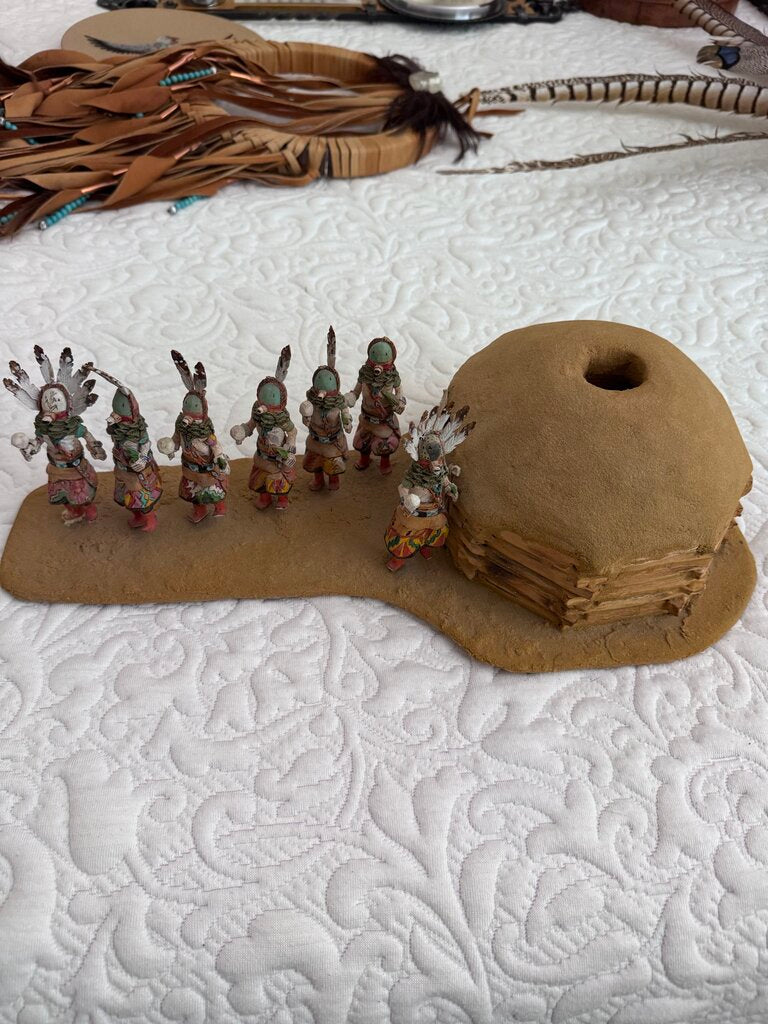 Native American Hut W/ Chiefs By Local Artist-