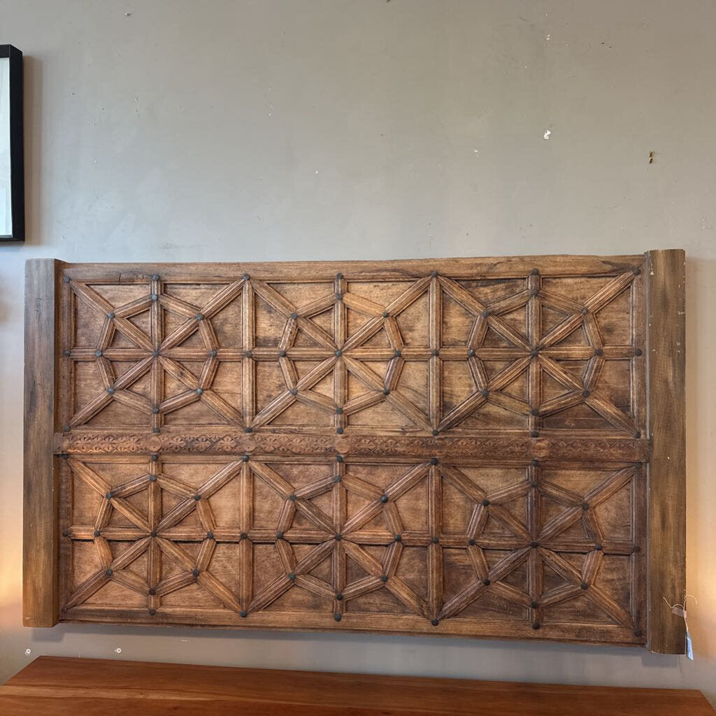 Antique Carved Wood Panel Door Wall Hanging - 79X46H