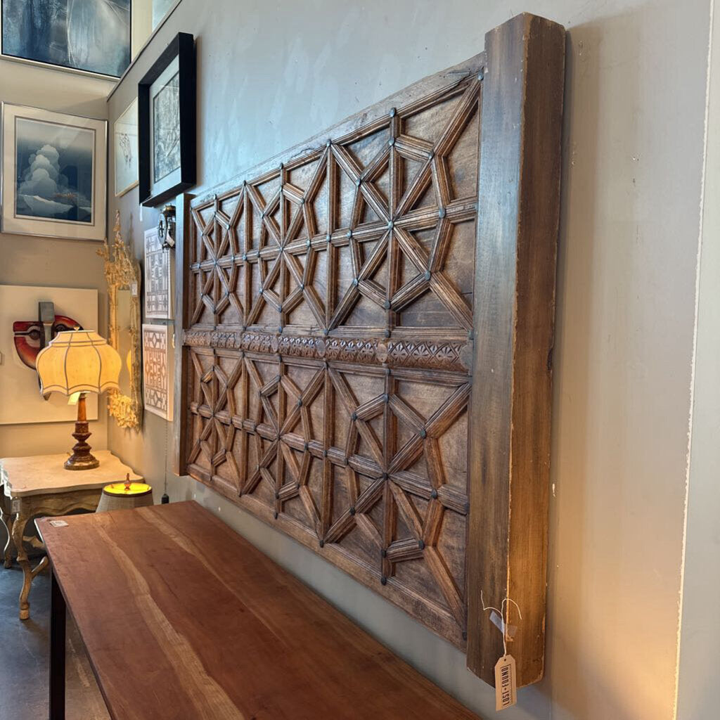 Antique Carved Wood Panel Door Wall Hanging - 79X46H