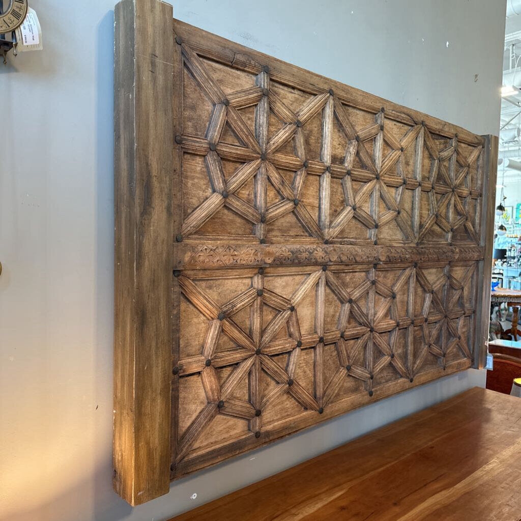 Antique Carved Wood Panel Door Wall Hanging - 79X46H
