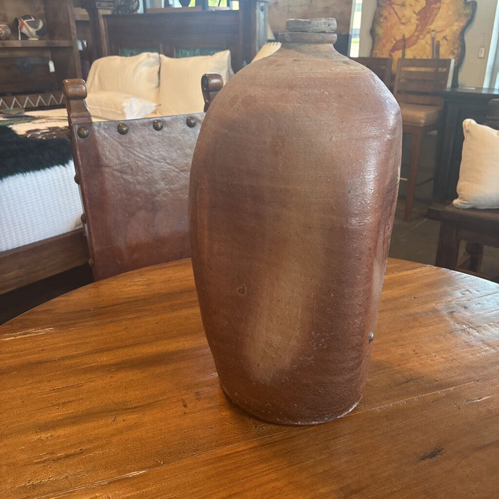 Vintage Handmade Terra Cotta Pot W/Lid- 10X21H- AS IS