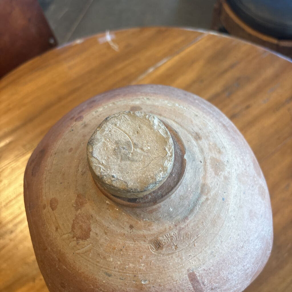 Vintage Handmade Terra Cotta Pot W/Lid- 10X21H- AS IS