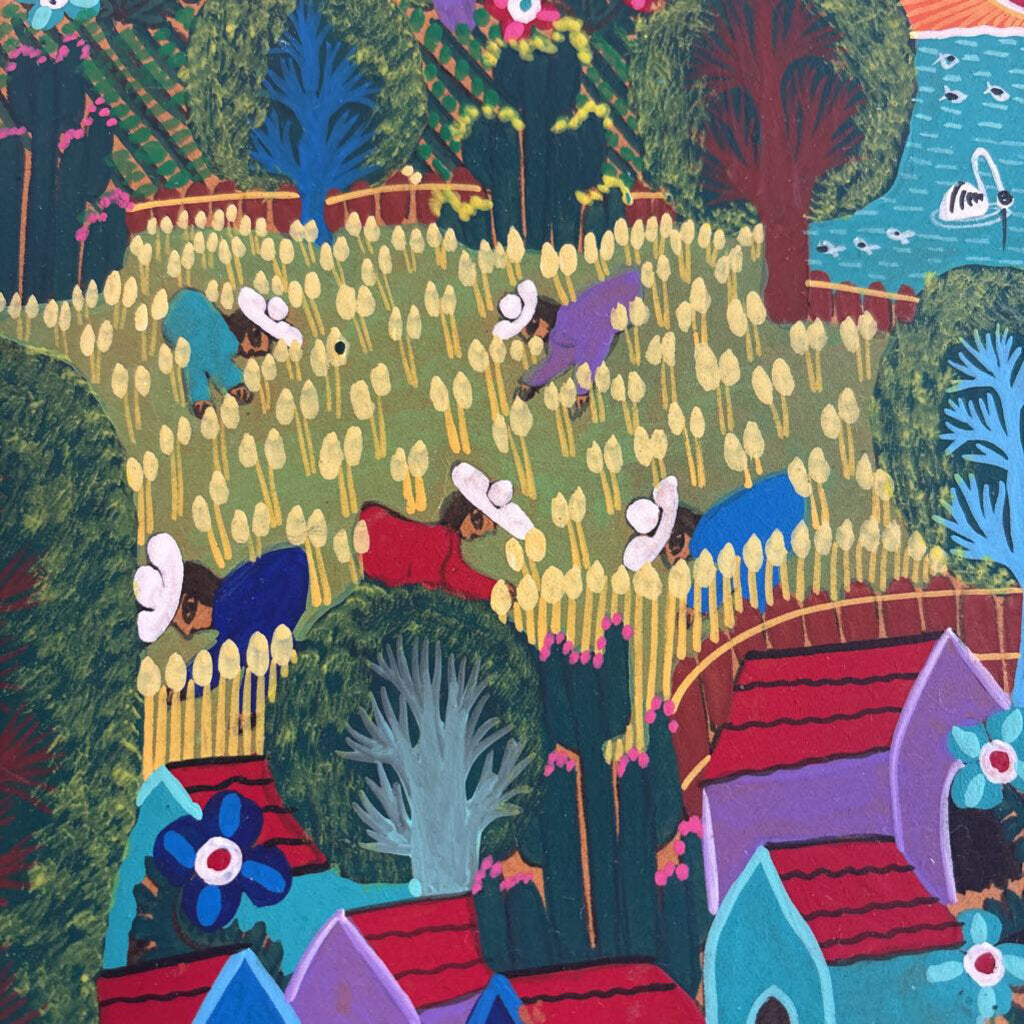 Original Oil Folk Painting On Masonite by Caymelo Gutierrez-