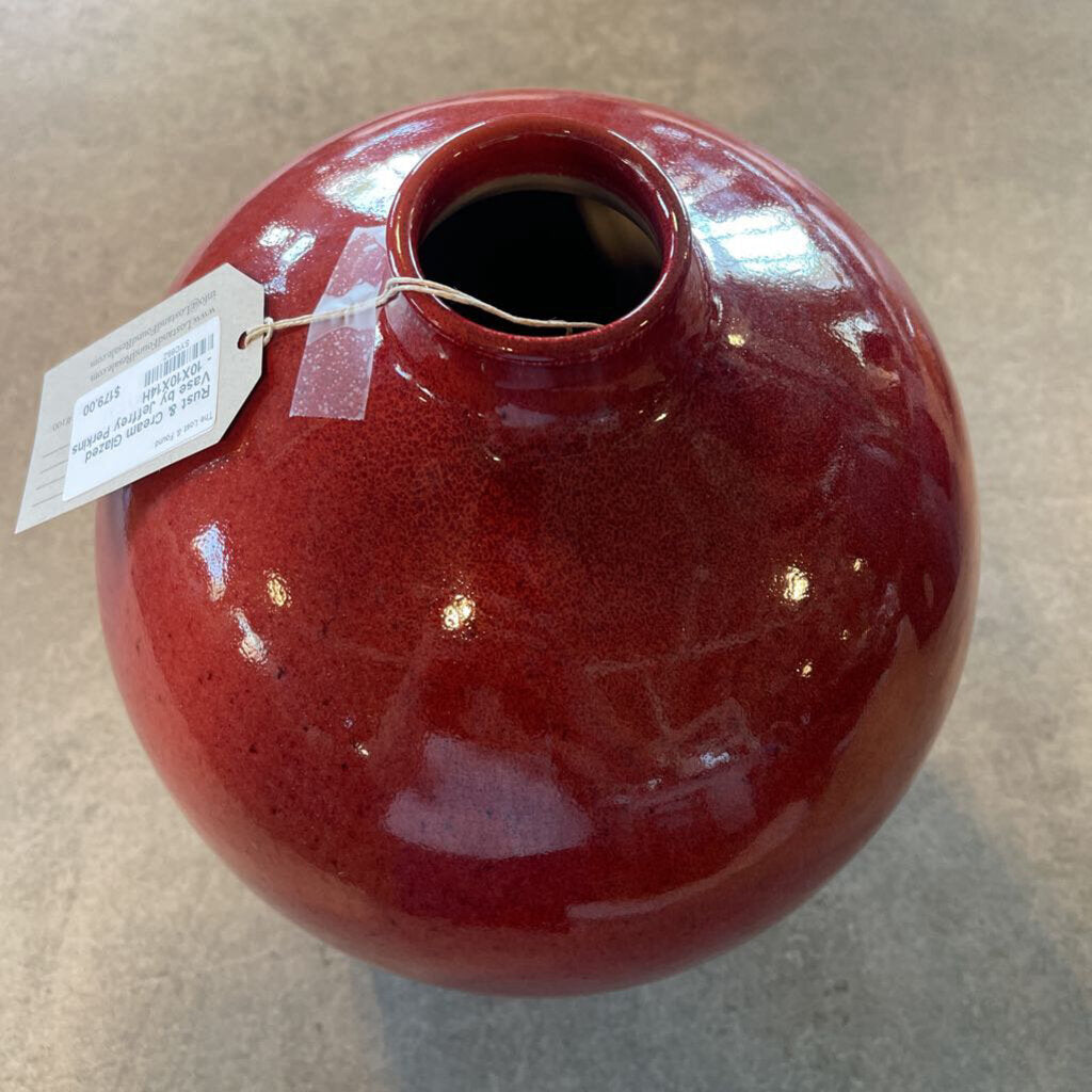 Rust & Cream Glazed Vase by Jeffrey Perkins - 10X10X14H