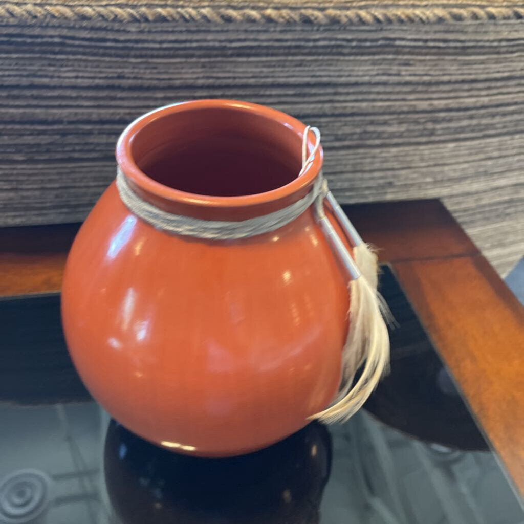 Southwest Pottery W/ Feathers Signed 737 - 6X7H