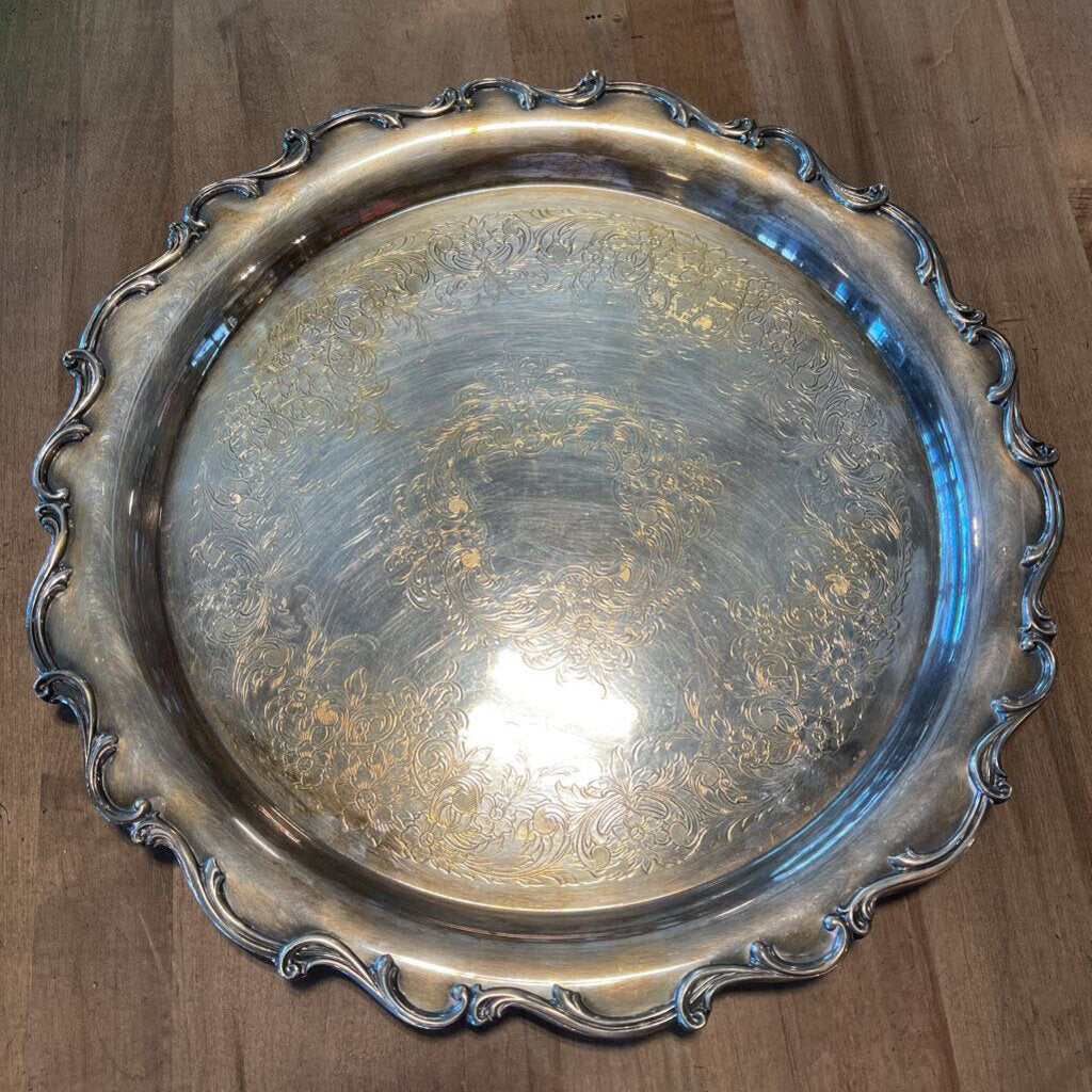 Webster Wilcox Vintage Round Silverplate Tray - 12"