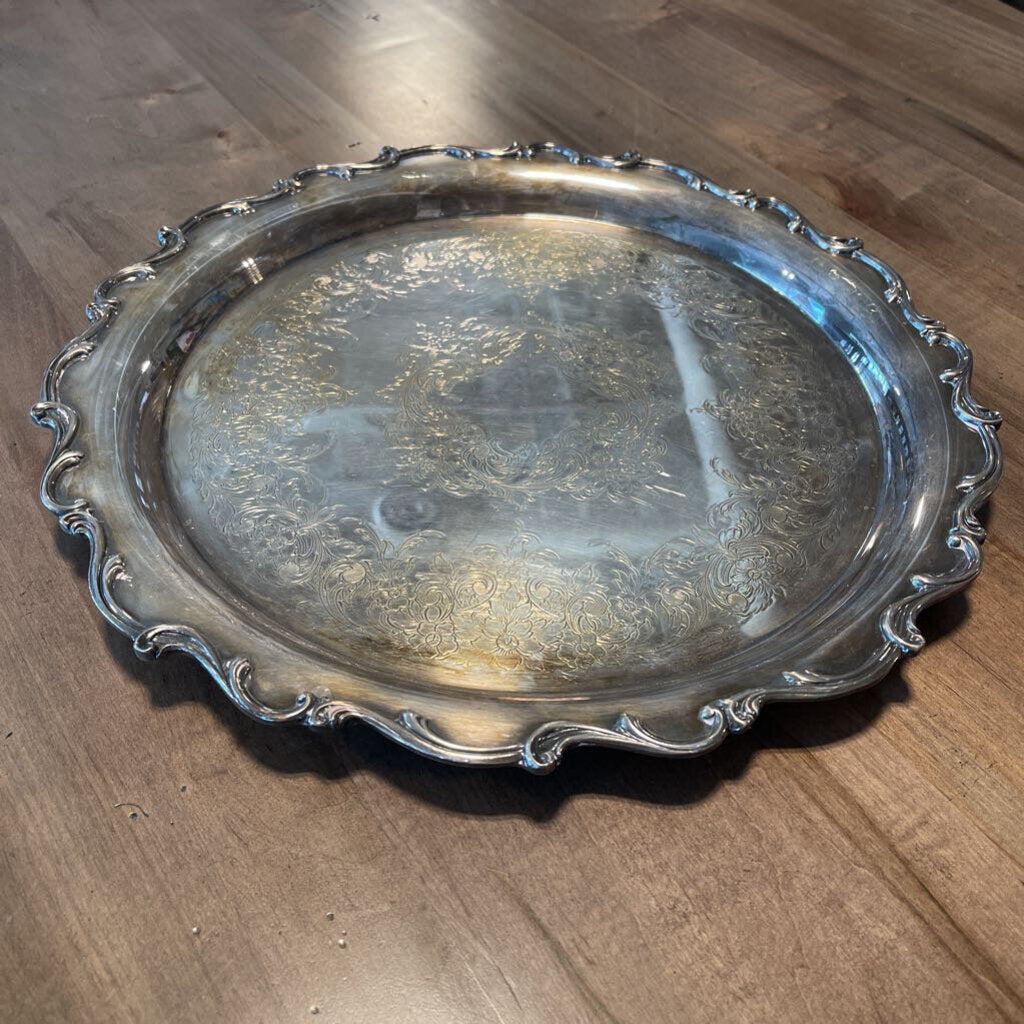 Webster Wilcox Vintage Round Silverplate Tray - 12"