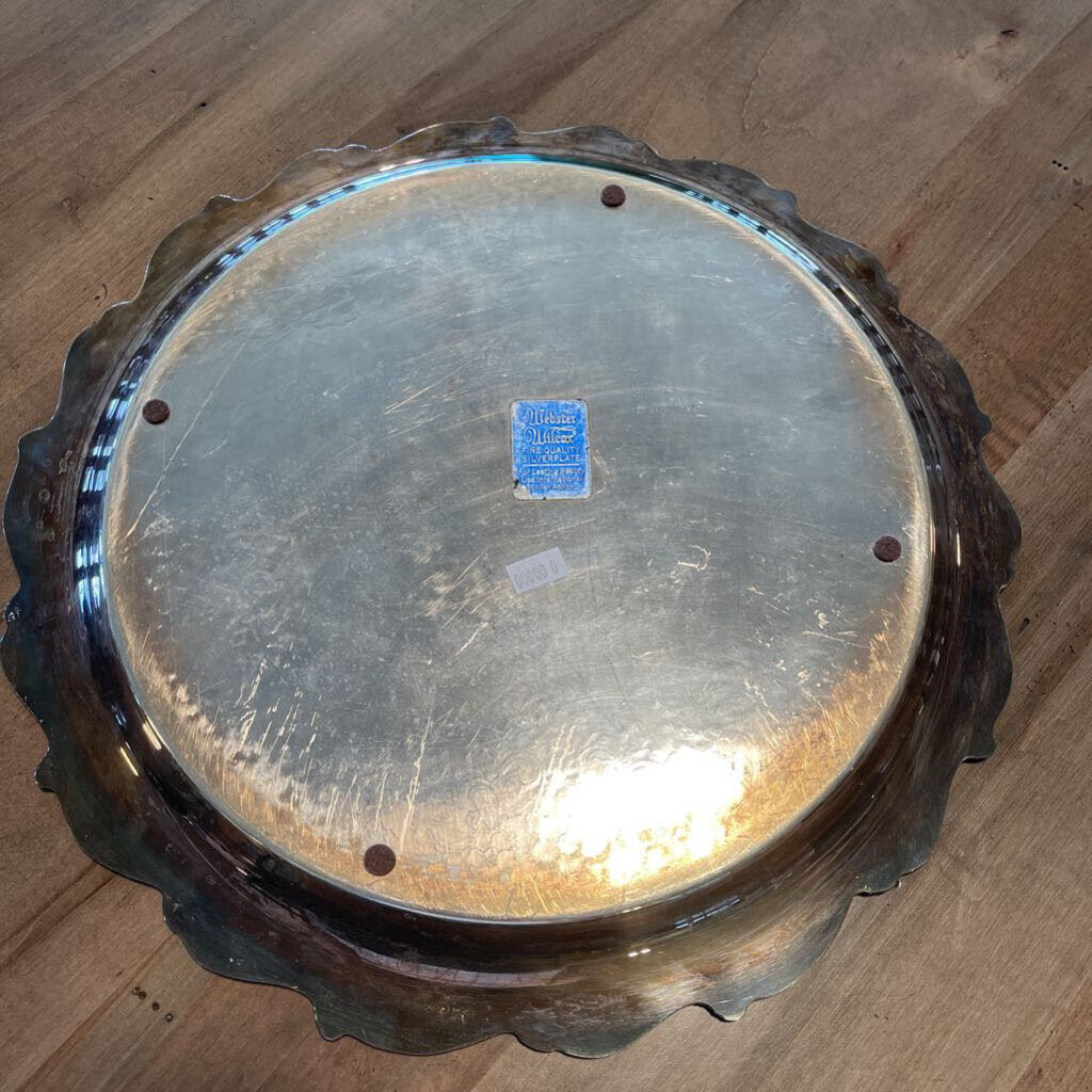 Webster Wilcox Vintage Round Silverplate Tray - 12"