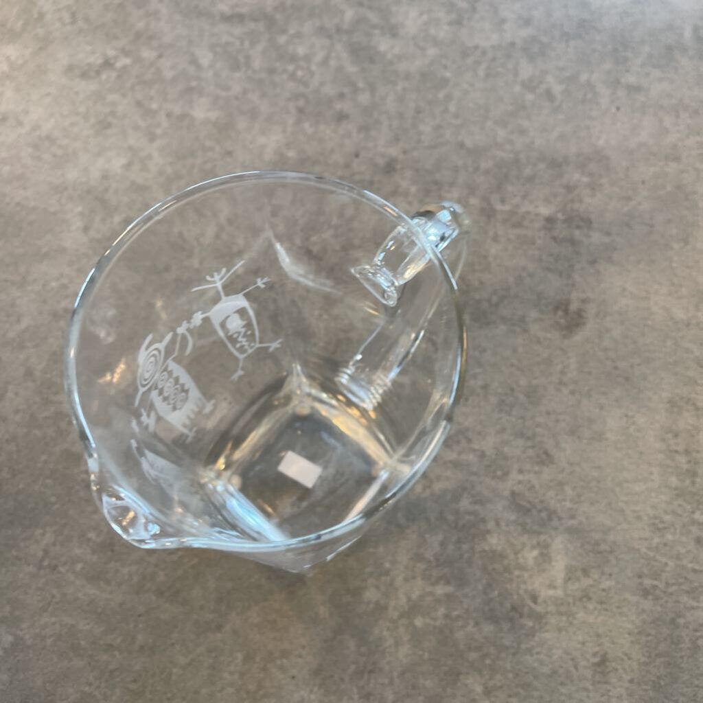 Kokopelli Etched Glass Pitcher - 7X8.5H