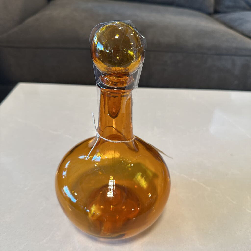 Blenko Amber Glass Vase W/ Stopper - 6X6X9H