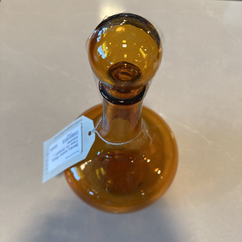 Blenko Amber Glass Vase W/ Stopper - 6X6X9H