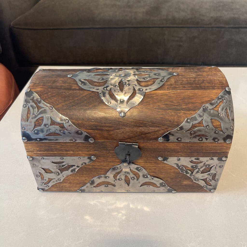 Rustic Wood Box W/ Metal Embellishments - 20X12X13H