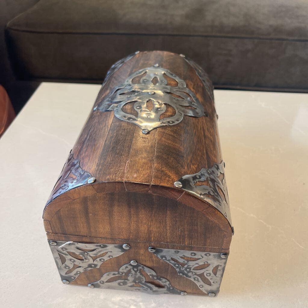 Rustic Wood Box W/ Metal Embellishments - 20X12X13H