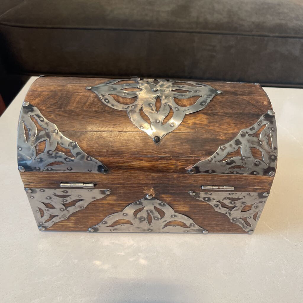 Rustic Wood Box W/ Metal Embellishments - 20X12X13H
