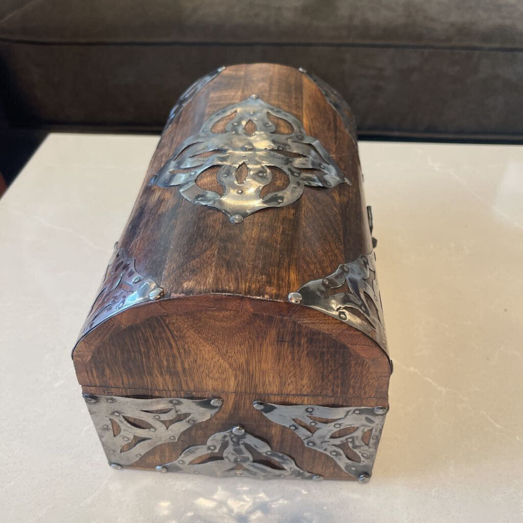Rustic Wood Box W/ Metal Embellishments - 20X12X13H