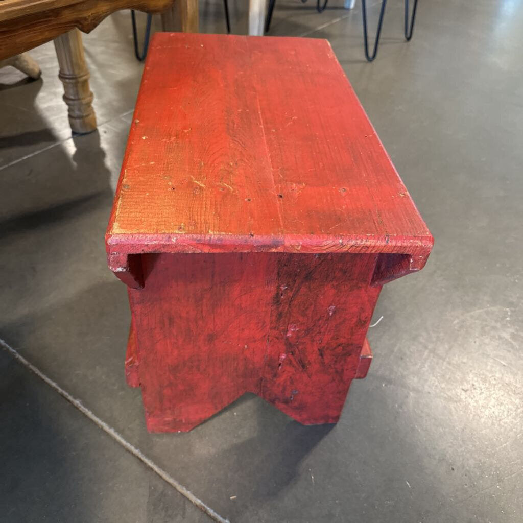 Vintage Red Milking Stool - 22X12X18H