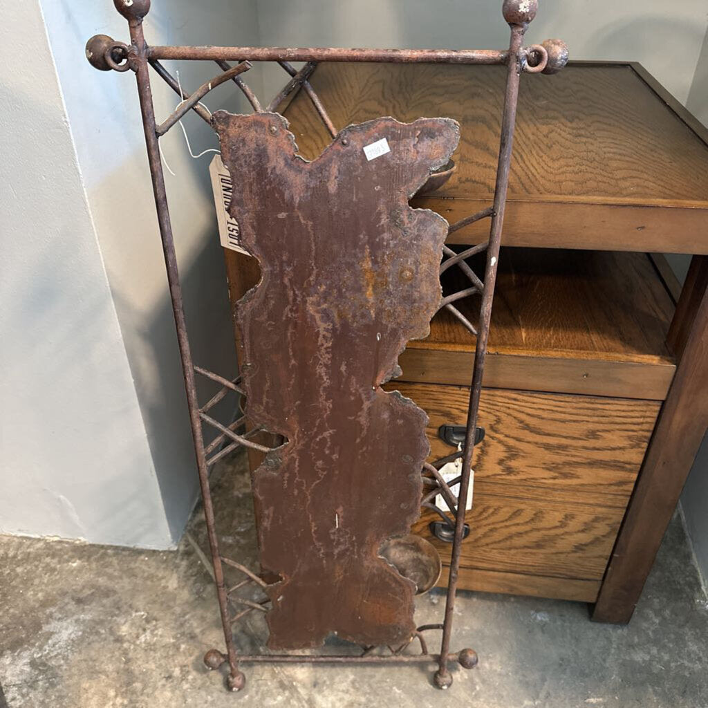 Rustic Iron Wall Sculpture W/ Glass Accents - 15X7X34H