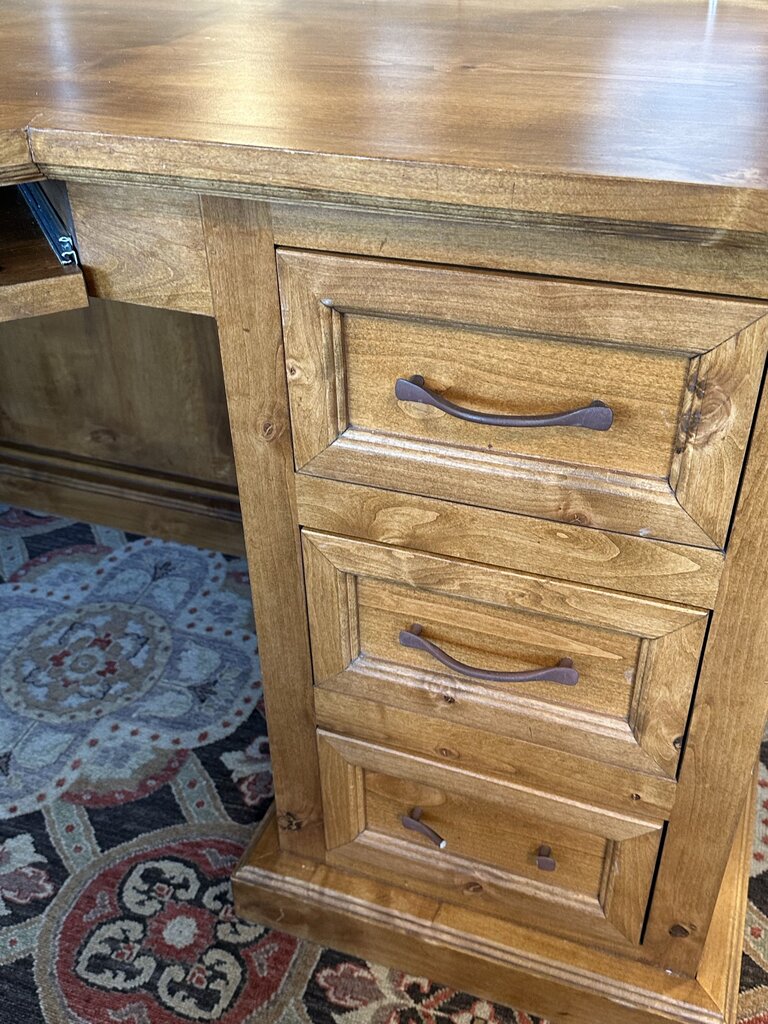 Five Drawer Corner Wood Desk - As Is - 78X60X24X31H