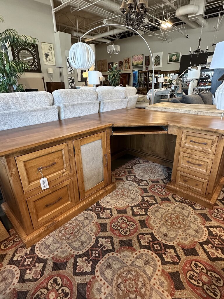 Five Drawer Corner Wood Desk - As Is - 78X60X24X31H