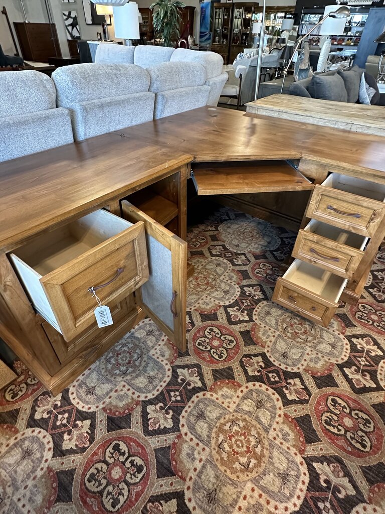 Five Drawer Corner Wood Desk - As Is - 78X60X24X31H