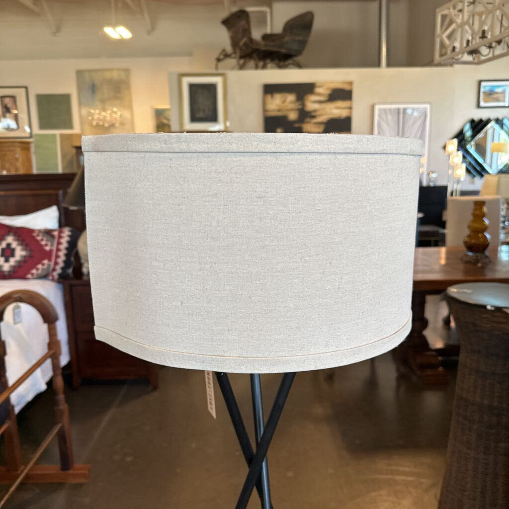 Black Tripod Floor Lamp W/ Cream Shade - 17X59