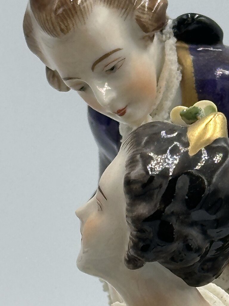 19th C. Dresden Porcelain Tableau Man & Woman at Piano- AS IS- 11X6.5X12H