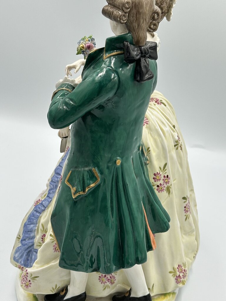 19th C Dresden Man & Woman Figurine- 11X6.5X12