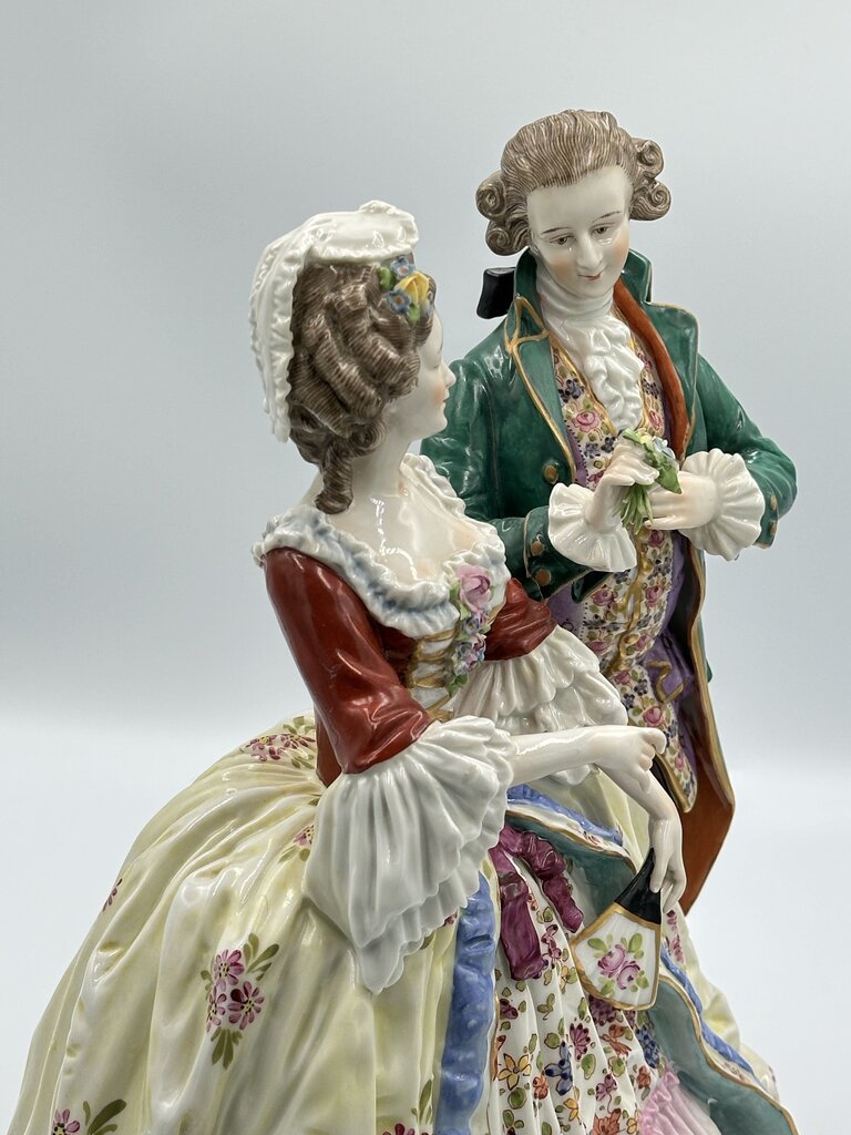 19th C Dresden Man & Woman Figurine- 11X6.5X12