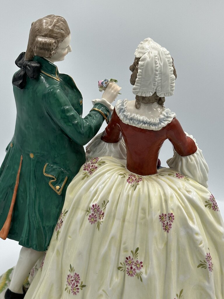 19th C Dresden Man & Woman Figurine- 11X6.5X12