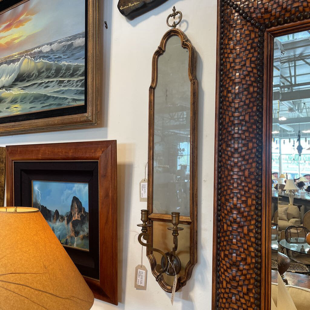 Antique Wall Mirror W/ Candle Holder - 8X1.5X41