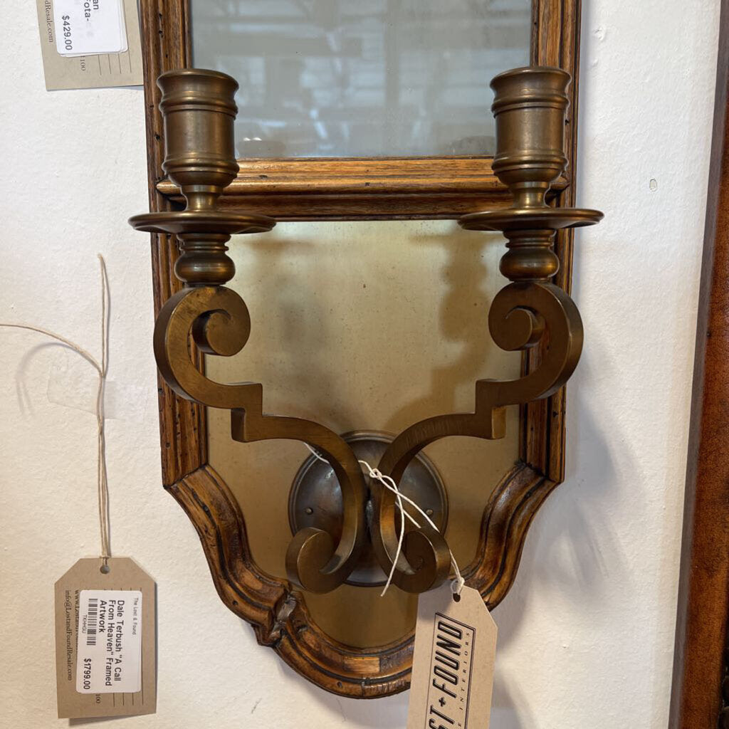 Antique Wall Mirror W/ Candle Holder - 8X1.5X41
