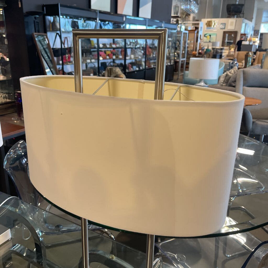 Brushed Nickel Lamp W/ Oval Shade- 16.5X26.5H