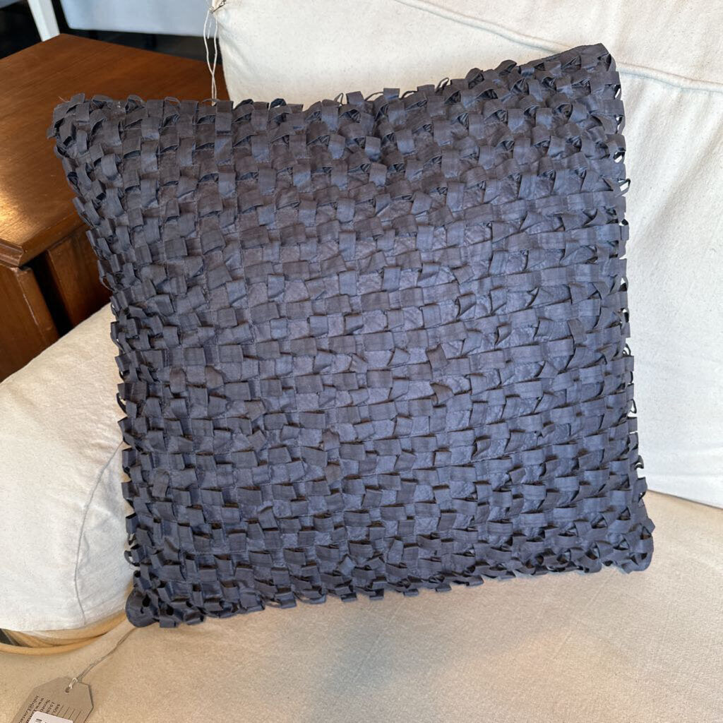 Grey Pillow W/ Square Loop Pattern - 18X16H