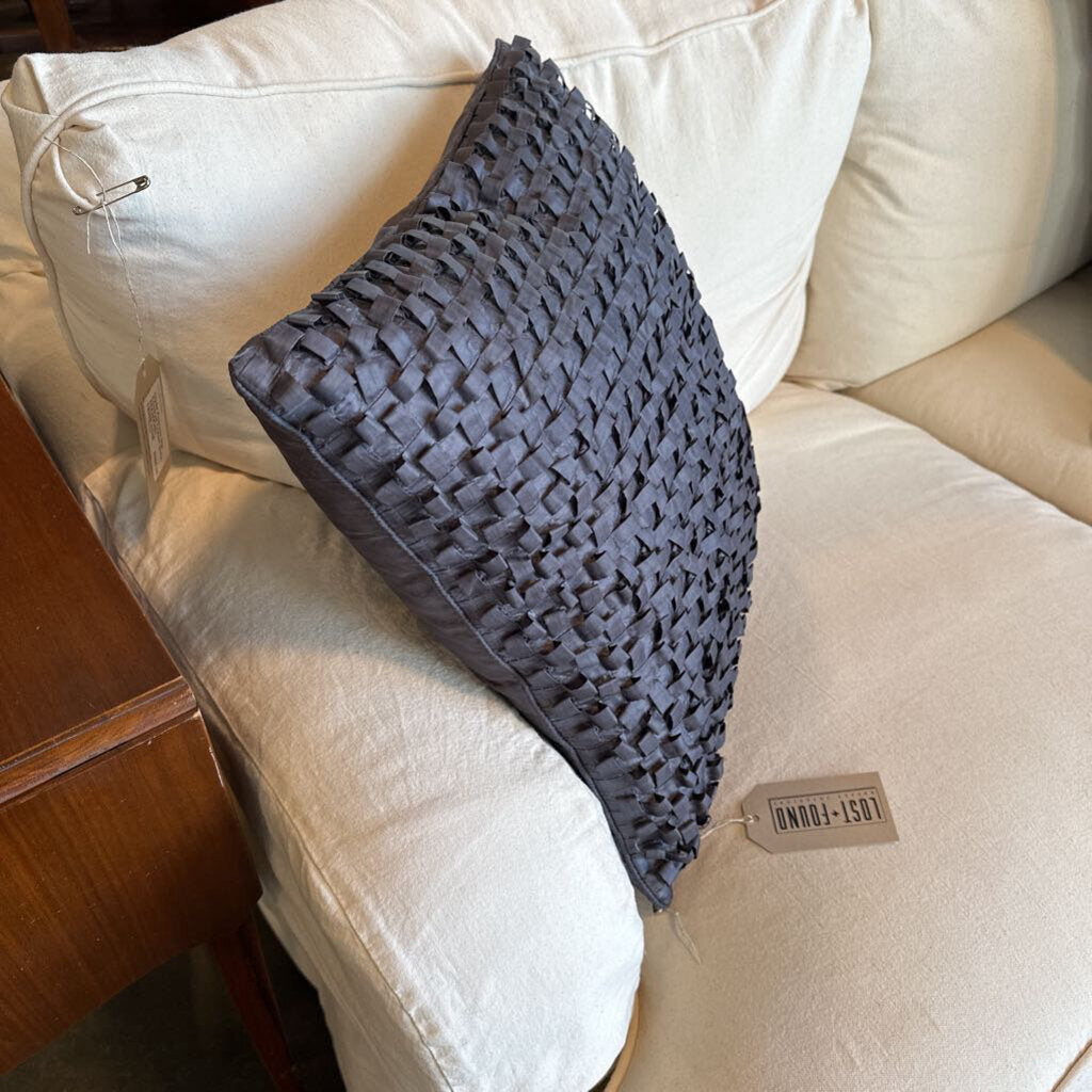Grey Pillow W/ Square Loop Pattern - 18X16H