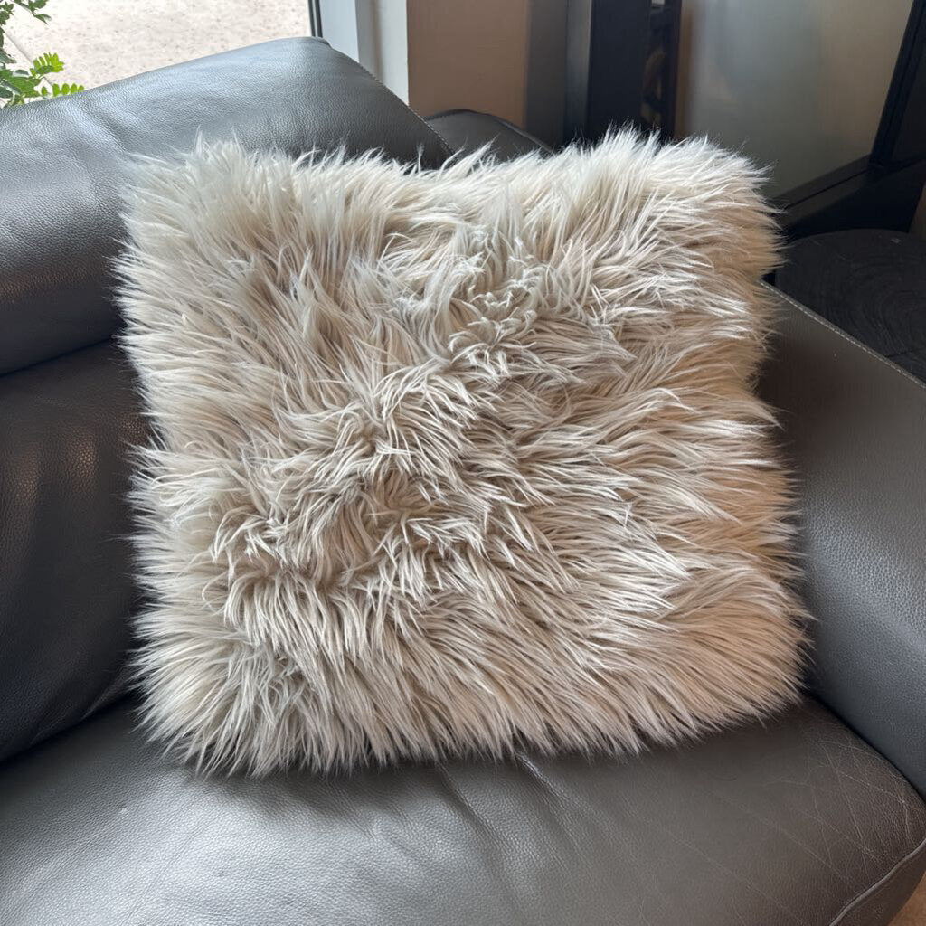 Laura Hill Gray Faux Fur Pillow- 20X20