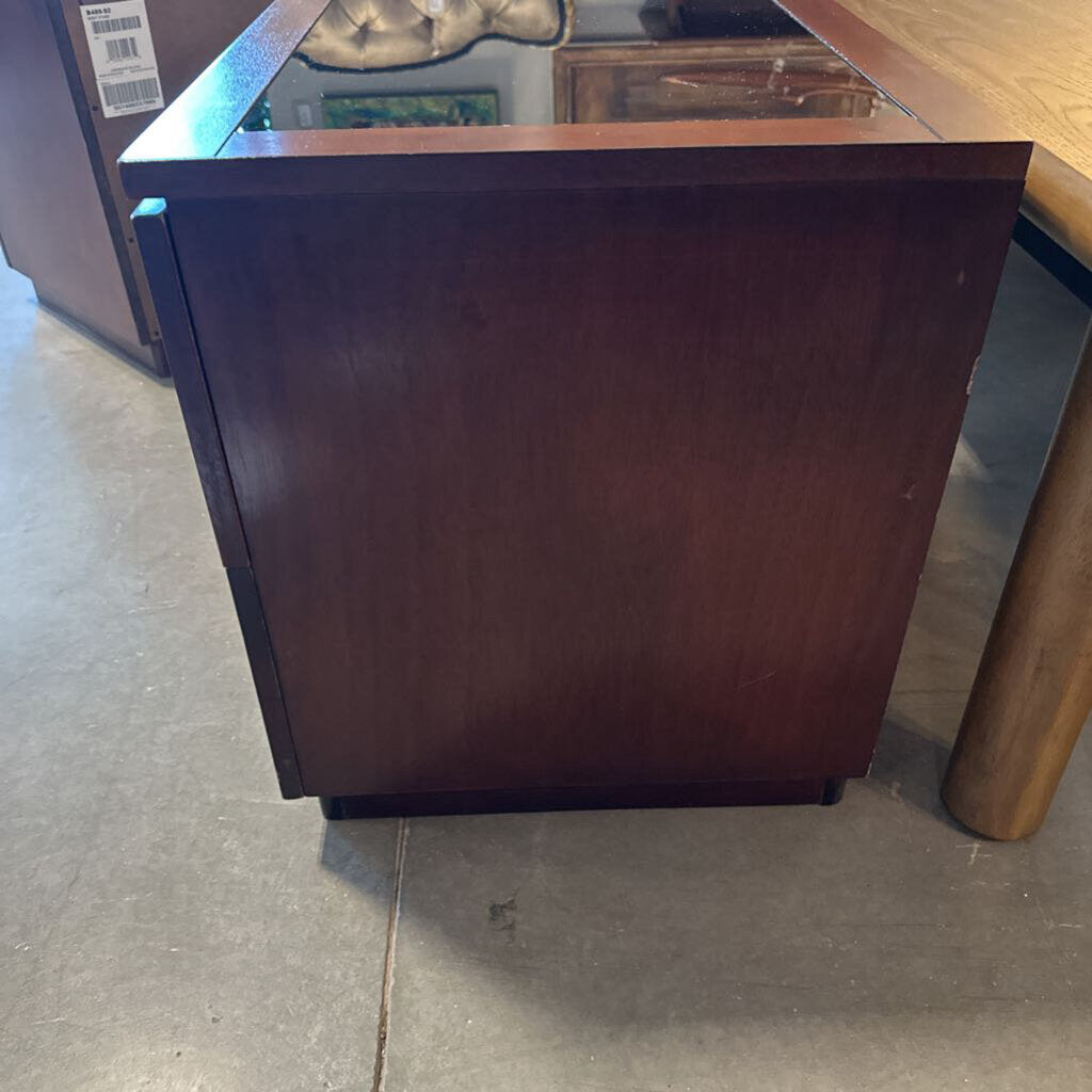 Ashley 2 Drawer Nightstand W/ Black Glass Top - Pair - 23X17X20H
