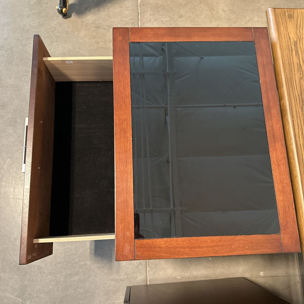 Ashley 2 Drawer Nightstand W/ Black Glass Top- Pair - 23X17X20H